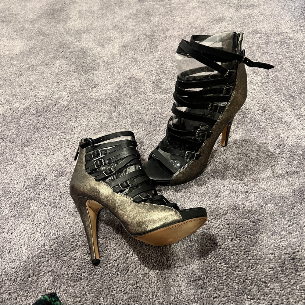 Circus by Sam Edelman Black and Gold High Heeled Ankle Boots